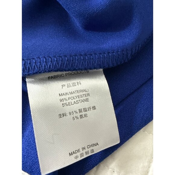 Royal Blue Vintage Ruffled Cocktail Dress With Side Drape, Size L - Picture 6 of 10